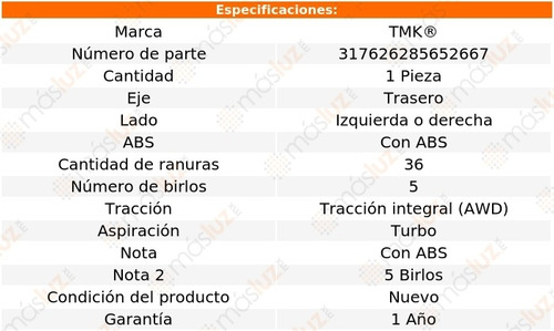 1- Maza Trasera Izq/der Con Abs Volvo Xc90 L5 2.5l 11/14 Tmk Foto 2