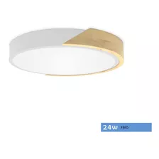 Plafon Luminaria Nordico Led Blanco Madera Neutro 46117 Color Blanco/madera