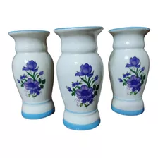 Florero Violeteros Porcelan Pintado A Mano Flores Violeta X3