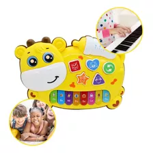 Brinquedo Piano Vaquinha Música Led Bebê Teclas Sons Luz