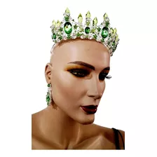 Verde Tiara Y Aretes Tocados Para Novias Xv Años Graduacion