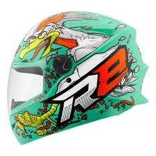 Capacete Moto Viagem Customizado Fechado R8 Rocket Chicken Cor Azul Tamanho Do Capacete 62