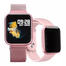 Relógio Smart Watch Oled Pro/ P70 C/ Duas Pulseiras-rose