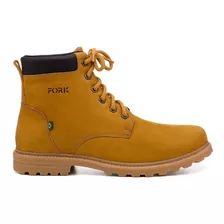 Bota Masc. Amarela Couro Nobuck Cano Médio Moda Casual Fork