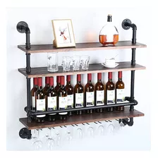 Suliang Industrial Hanging Wine Glass Rack Wall Mounted36in 