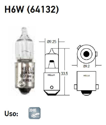 10 Foco Miniatura 64132 Hella Mini 12 Volts 6w H6w Bax9s Foto 2