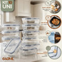 Kit 10 Pote De Vidro Marmita Hermético 640ml Freezer Fitness Rishon Azul-escuro