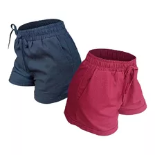 Kit 2 Short Shortinho Feminino Verão Em Linho Cintura Alta