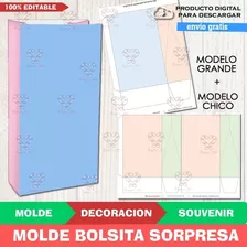 Kit Imprimible Molde Caja Bolsita Sorpresa Editable + Fondos