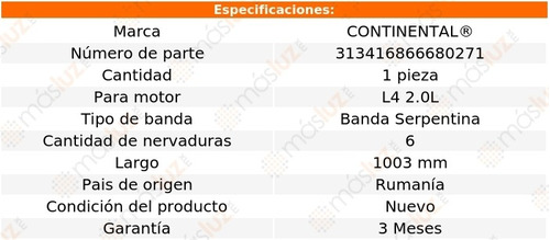 Banda 1003 Mm Acc Z4 Bmw L4 2.0l 12/15 Continental Foto 4