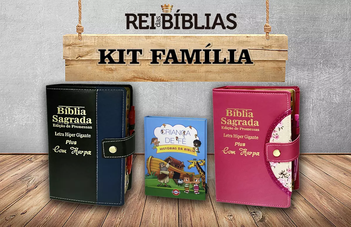 Kit Bíblia Familia - 2 Hipergigante + 1 Criança De Fé