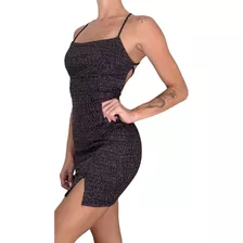 Vestido De Lurex Con Tajos Y Espalda Descubierta