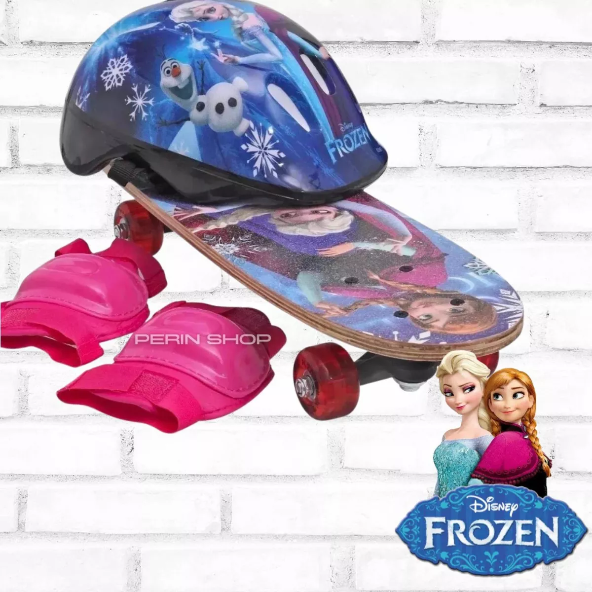 Skate Infantil Frozen Menina Com Kit De Segurança