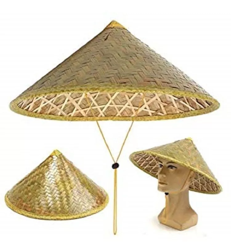 Sombrero Chino Bambu Tejido A Mano Fiesta China Oriental