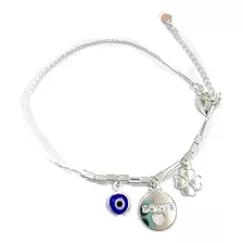 Pulsera Amuletos Para La Buena Suerte Trebol Ojo Turco