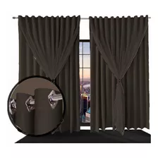 Cortinas Blackout 5,00x4,30 Apartamento Com Voal Marrom