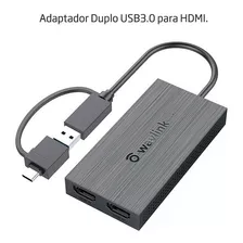 Hub Adaptador Gráfico 2x Telas Usb-c/a Macbook M1 Pc Hdmi