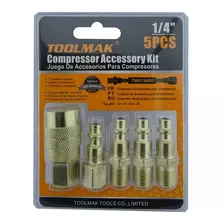 Kit Juego Accesorios Acoples Rapido P/ Compresor 5 Pcs Tmk