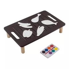 Kit Asador De Madera Didáctico - Juego Niños Acuarela Pincel