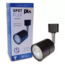 Spot Flex Para Trilho Eletrificado Mr16 Gu10 Preto