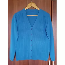 Campera Saco Viscosa Mujer Ochos Celeste Azul Botones