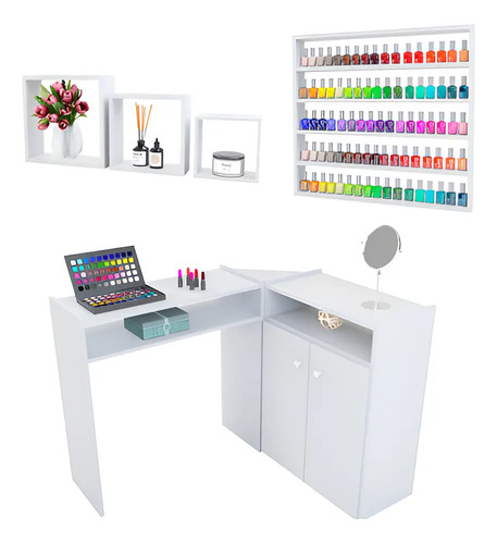 Organizador Manicure Mesa 200 Esmaltes 5 Prateleiras Branco