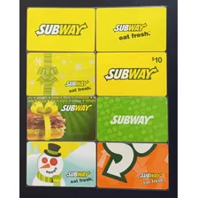 8 Gift Cards: Subway Eat Fresh. Lote 1.