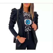 Blazer Feminino Manga Princesa Slim Acinturado