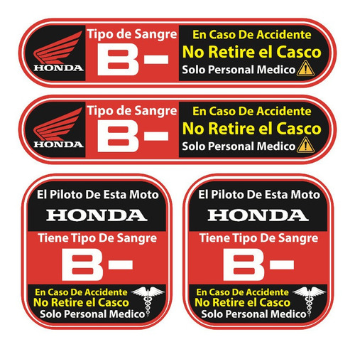 Sticker Reflejante Tipo Sanguineo P/ Pilotos De Moto Honda Foto 7