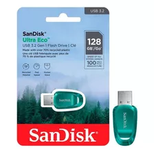 Pen Drive 128gb Sandisk Ultra Eco Usb 3.2 Sdcz96-128g-g46 Cor Azul-claro Liso