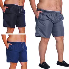 Short Masculino Tactel Reforçado Kit Com 3 Plus G1 G2 G3