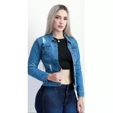 Chamarra De Mezclilla Stretch Mujer Azul