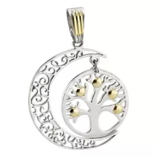 Dije Arbol De La Vida Con Luna De Plata Y Oro Color Plateado