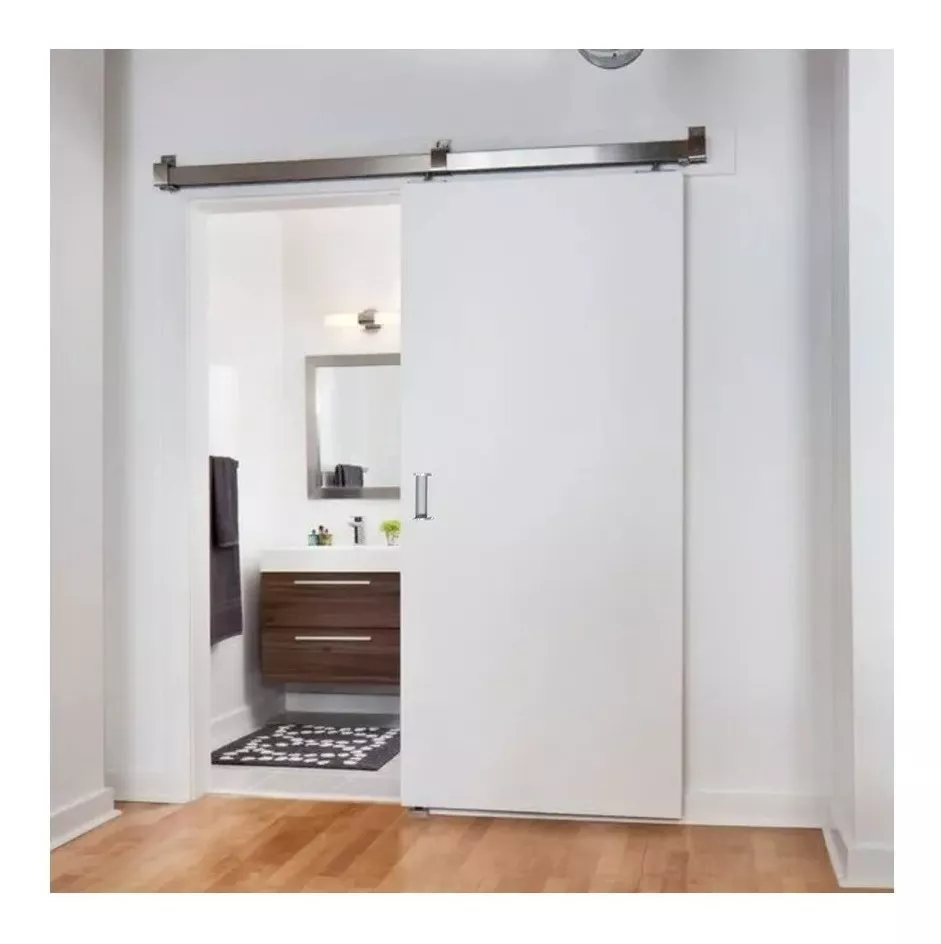 Porta De Correr Branco Prime 210x90 Com Kit Aluminio