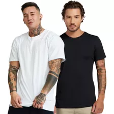 Kit 2 Camisetas Masculinas Algodão Básicas Lisa Gola Redonda