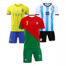Kit 3 Uniformes Infantil Camisa E Shorts Time Futebol Europa
