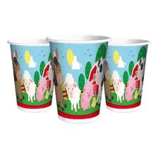 Pack 6 Uds Vaso Animalitos Granja Para Cumpleaños Glam