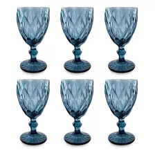 Set X6 Copas De Vidrio Modelo Kattegat 300 Ml Cc Color Azul