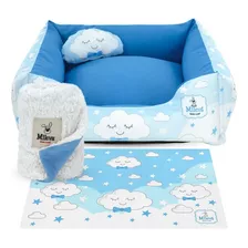 Cama + Coberdrom Pet - Cachorro E Gato 4 Pç 60x60cm - Mileva Cor Azul Céu