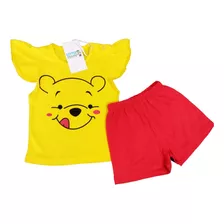 Conjunto Algodon Bebe Remera Short Winniie Poo Premium