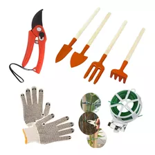 Kit Jardinagem Completo Ferramenta Tesoura Arame Tutor Luva 