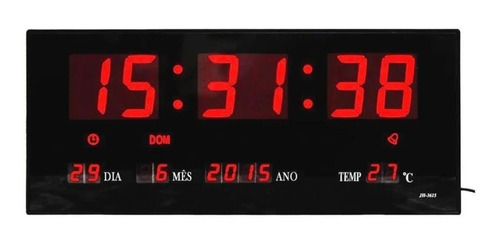 Relógio Parede Digital Led Grande Data Mês E Ano Temper 36cm