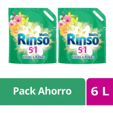 Pack X2 Rinso Detergente Líquido Lirios Y Rosas Doypack 3lt