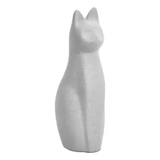 Escultura Decorativa Gato Em Cerâmica Cinza 28cm 17546 Mart