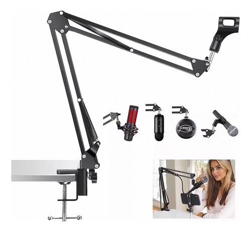 Brazo Para Microfono Estudio De Negro Condensador Soporte Pedestal Para Microfono Base