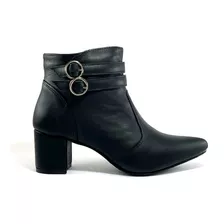 Botas Femininas Em Couro Legitimo Salto Baixo 6 Confortável