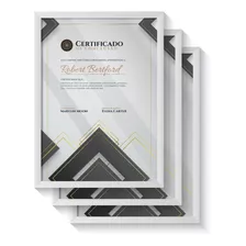 Kit 3 Molduras Quadro A4 Certificado Documento Com Vidro