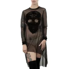 Bluson Skull Mesh Transparente Cráneo Terciopelo Witch