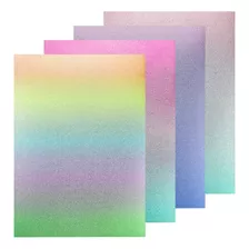 Papel Cartulina De Brillo Gradiente, 16 Hojas 4 Colores...