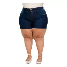 Shorts Jeans Plus Size Curto Feminino Elisabethe Cós Alto
